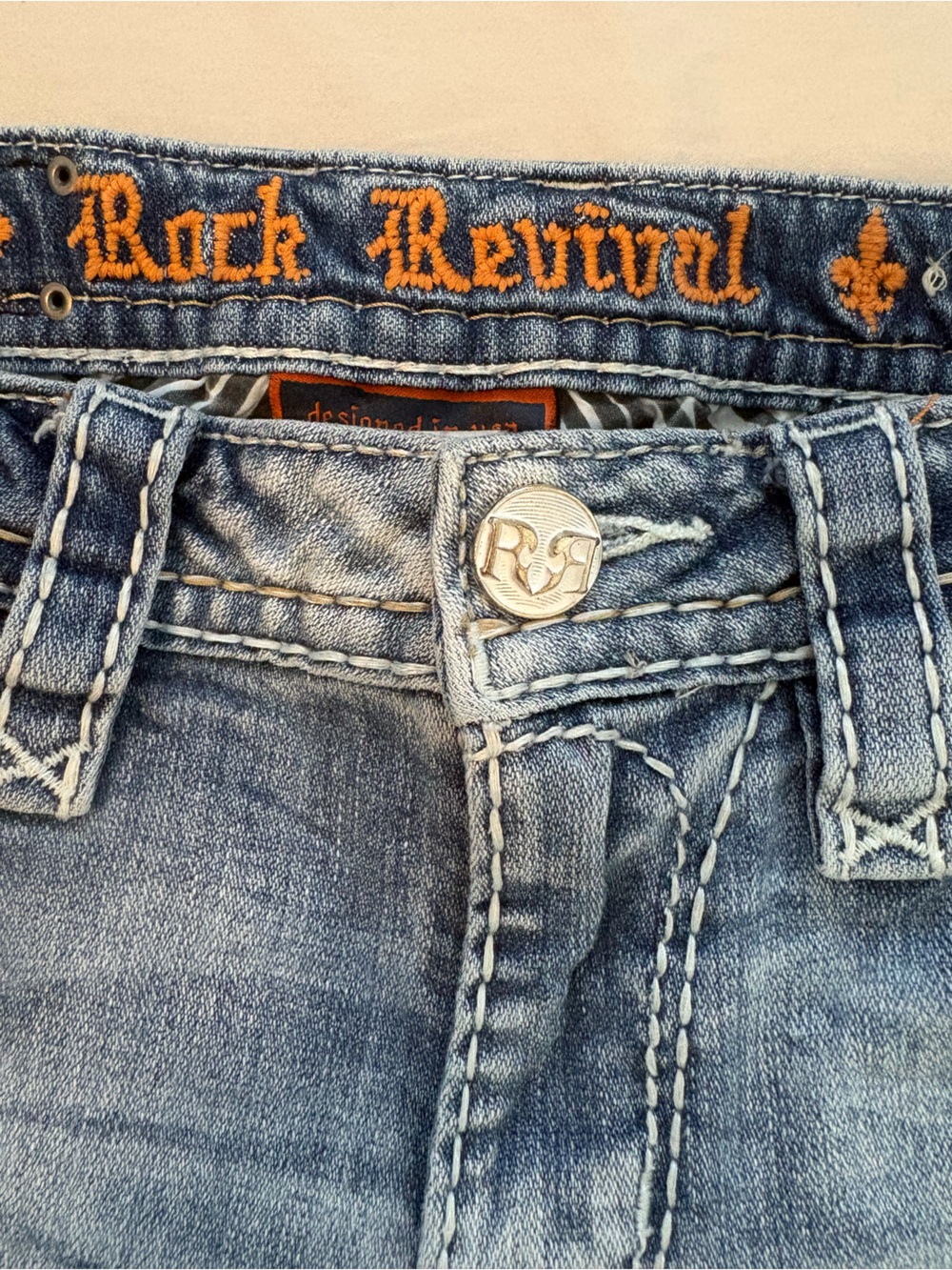 Rock Revival Audrey Jeans Women’s 28 Distressed Embellished Straight Leg - Picture 6 of 11